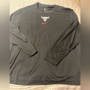 Nike Black Long Sleeve Shirt with Red Logo Chicago Bulls